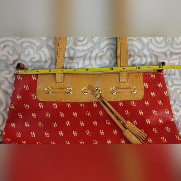 Dooney & Burke Red Signature Coated Canvas with Leather Handles and Trim. - Picture 14 of 15
